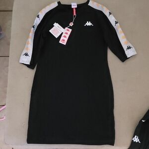 Kappa Black Dress with White & Yellow Sleeve Tape